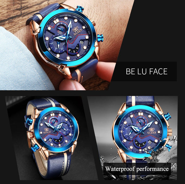 Men Watch Sport luminous chronograph leather Waterproof Top Brand OLEVS Fashion Luxury quartz clock watch Relogio Masculino | Vimost Shop.
