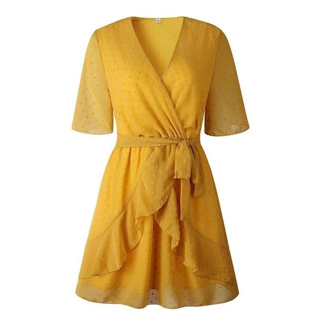 Simplee V-neck flower A-line summer dress women | Vimost Shop.