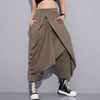 High Elastic Waist Black Fold Bandage Stitch Loose Long Cross-pants Women Trousers Fashion | Vimost Shop.