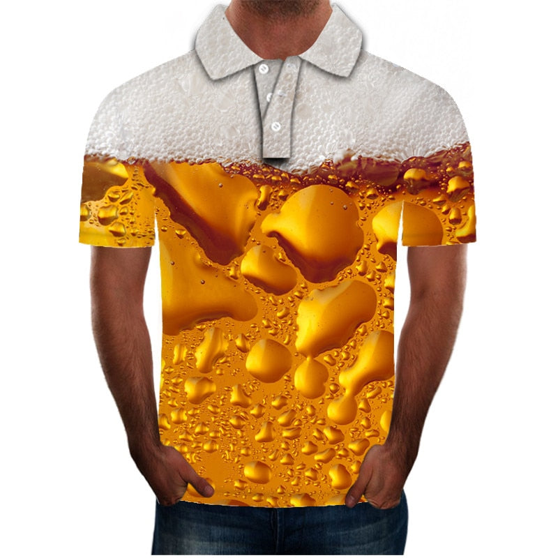 polo shirt men beer 3D Print Short Sleeves Polo Shirt New Summer Slim Casual Polo Shirt Men Clothing polo homme | Vimost Shop.