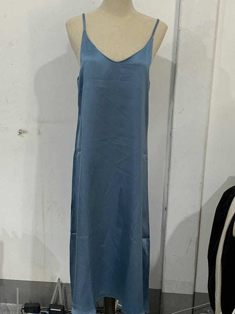 Toppies Spring Summer Women Satin Dress party Luxury Shiny Sundress Imitation Silk Dress | Vimost Shop.