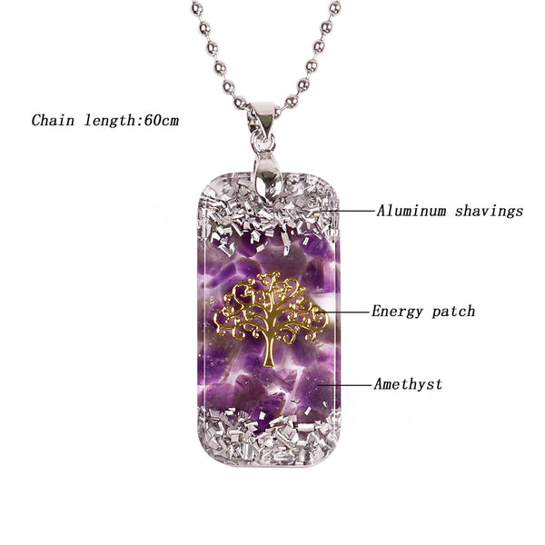 Natural Amethystine Necklace Orgonite Pendant Life Of Tree Energy Necklace Yoga Jewelry | Vimost Shop.