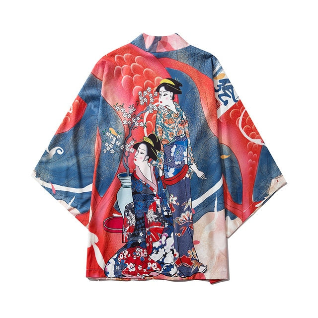 Japan Streetwear Man Beach Kimono Cardigan Cosplay Shirt Blouse for Men Unisex Japanese Yukata Kimonos | Vimost Shop.