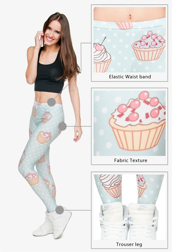 High Elastic Women Leggings Muffin Dots 3D Printing Trousers Fitness Legging Slim High Waist Legins Casual Women Pants | Vimost Shop.