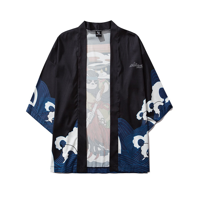 Men Women Chinese Style Anime Panda Samurai Kimono Streetwear Cardigan Japanese Robe Female Clothing | Vimost Shop.