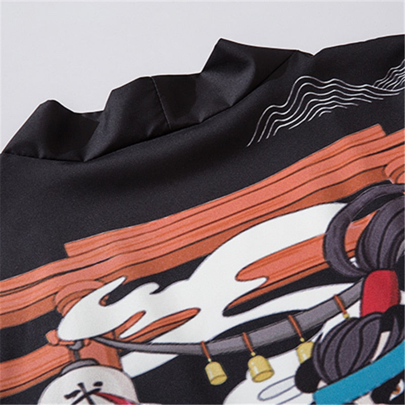 Men Women Chinese Style Anime Panda Samurai Kimono Streetwear Cardigan Japanese Robe Female Clothing | Vimost Shop.