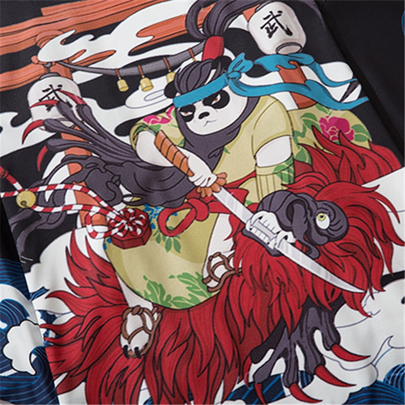 Men Women Chinese Style Anime Panda Samurai Kimono Streetwear Cardigan Japanese Robe Female Clothing | Vimost Shop.