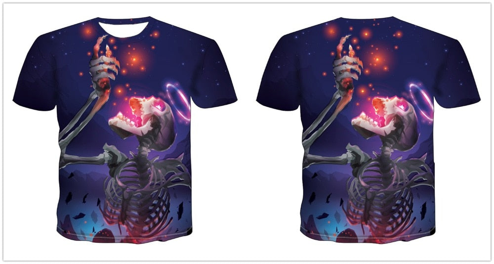Skull graphic T-shirt horror men's T-shirt 3D fashion tops summer T-shirt men's O-neck shirt boy clothing plus size streetwear | Vimost Shop.