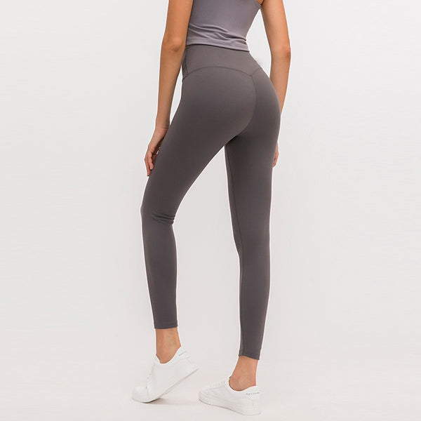 Naked-feel Woman Leggings Fitness Leggings Sports Mid Waist Ankle-Length Pants multiple color Solid High Compression | Vimost Shop.