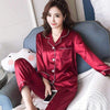 Women Satin Silk Pajamas Adult Spring Faux Sleepwear Two pcs | Vimost Shop.