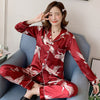 Women Satin Silk Pajamas Adult Spring Faux Sleepwear Two pcs | Vimost Shop.