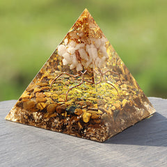 Orgonite Pyramid Tiger Eye Chakra Energy Natural Crystal Repel Evil Spirits Pyramid Decoration Process Resin Gift | Vimost Shop.