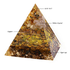 Orgonite Pyramid Tiger Eye Chakra Energy Natural Crystal Repel Evil Spirits Pyramid Decoration Process Resin Gift | Vimost Shop.