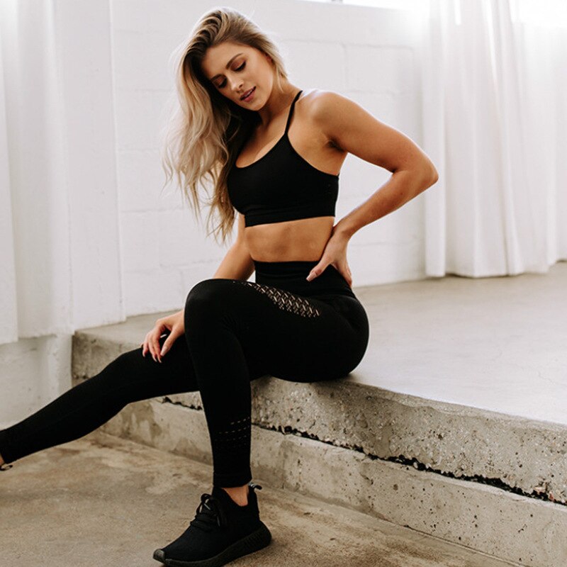Seamless Shark Yoga Pants Women High Waist Stitching Hollow Sport Pants Female Running Training Fitness Gym Leggings Stretchy | Vimost Shop.