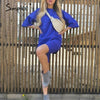 Simplee Casual solid outfits women's two piece suit with belt Home loose | Vimost Shop.