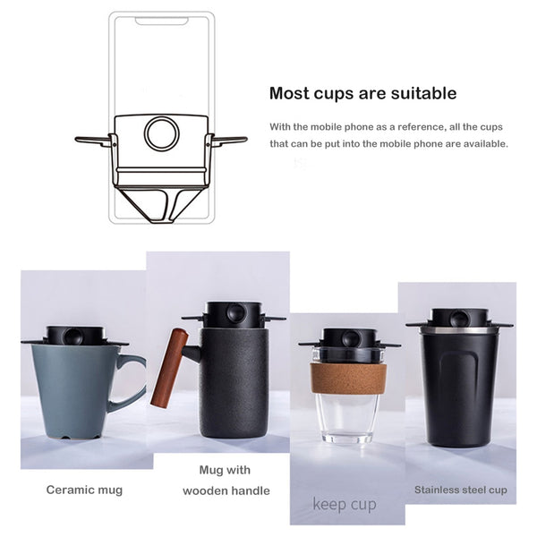 Foldable Reusable Coffee Filter Coffee Maker Mesh Holder Stainless Steel Machine for Household Kitchen Coffee Decoration | Vimost Shop.