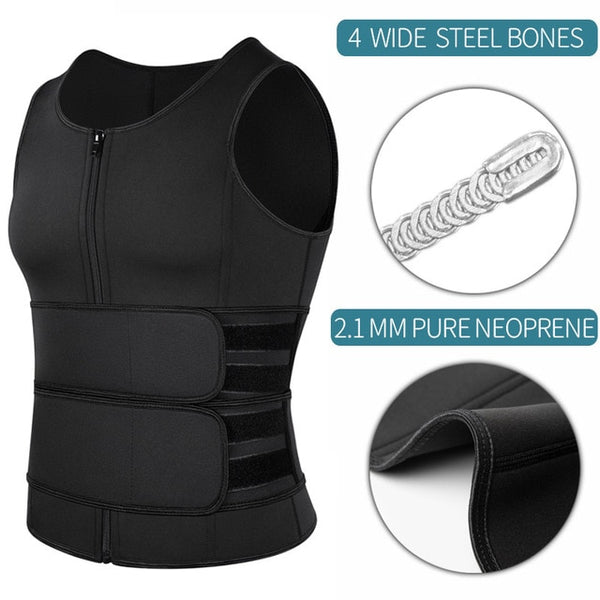 Men Body Shaper Sauna Vest Waist Trainer Double Belt Sweat Shirt Corset Top Abdomen Slimming Shapewear Fat Burn Fitness Top | Vimost Shop.