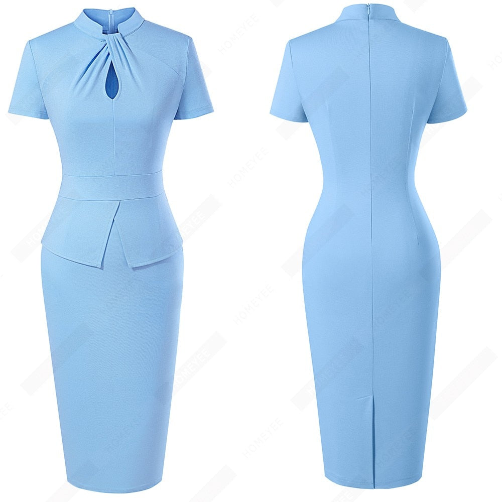 Women Elegant Hollow Sexy Office Lady Dress Charming Business Bodycon Dress | Vimost Shop.