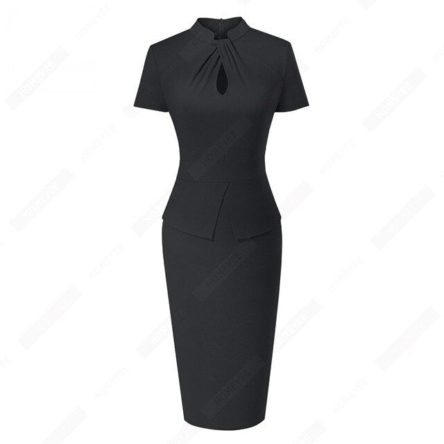 Women Elegant Hollow Sexy Office Lady Dress Charming Business Bodycon Dress | Vimost Shop.