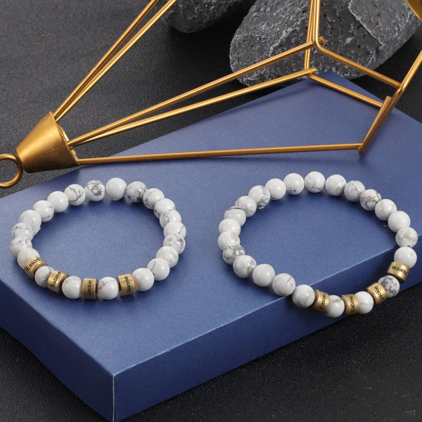 Personalized Name Engraving Men Bracelet Customized Lava Tiger Eye Stone Beads Bracelets Handmade Jewelry Gifts for Boyfriend | Vimost Shop.
