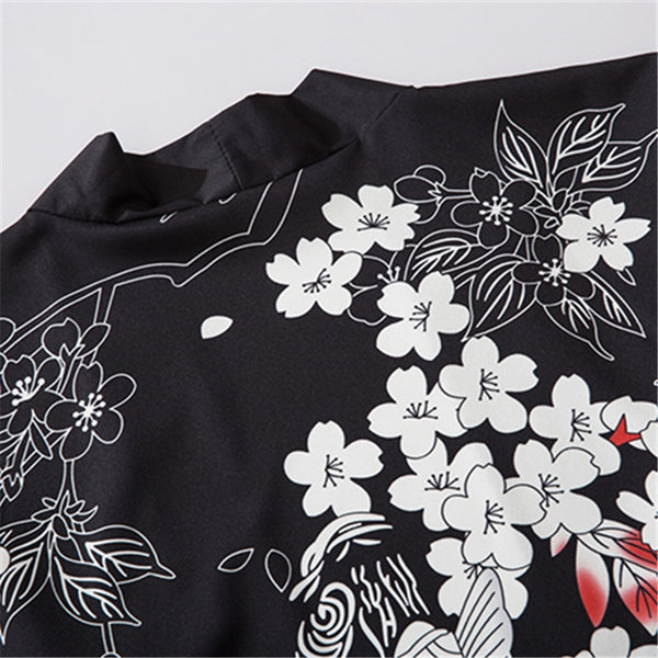 Harajuku Cherry Blossoms Koi Kimono Japanese Traditional Clothes for Men Women Loose Robe Streetwear Cardigan Haori Obi | Vimost Shop.