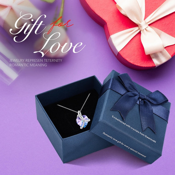 I Love You Pendant Necklace with Purple Heart Crystal from Swarovski for Women Fashion Necklace Jewelry Anniversary Gift | Vimost Shop.
