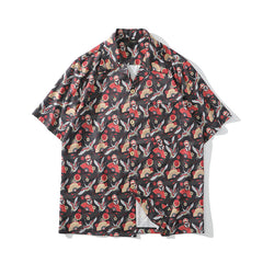 Japanese Style Crane Hawaiian Shirts Streetwear Hip Hop Casual Beach Camisas Shirt Fashion Harajuku White Men Tops | Vimost Shop.