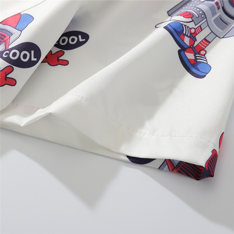 Fashion Style Full Robot Print Hawaiian Shirts Streetwear Hip Hop Casual Beach Camisas Shirt Harajuku White Men Tops | Vimost Shop.