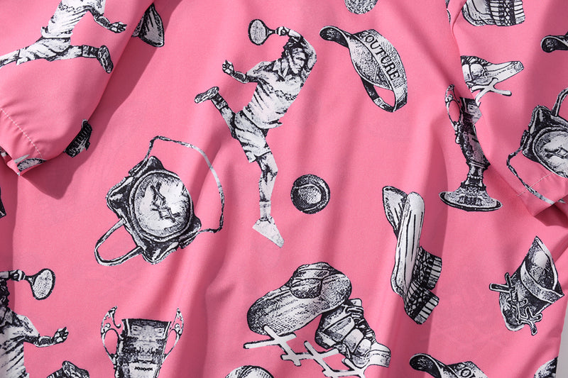 Summer Tennis Print Pink Beach Hawaiian Aloha Shirts Mens Casual Short Sleeve Shirt Male Fashion Shirts Tops | Vimost Shop.