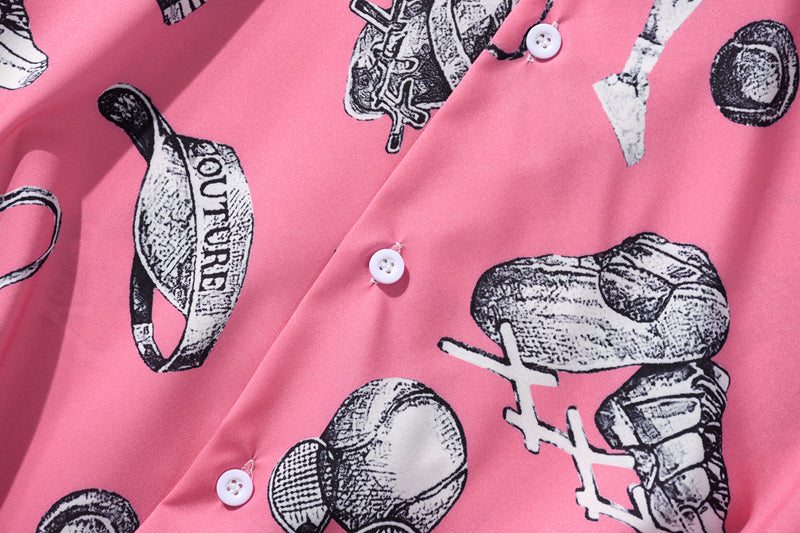 Summer Tennis Print Pink Beach Hawaiian Aloha Shirts Mens Casual Short Sleeve Shirt Male Fashion Shirts Tops | Vimost Shop.