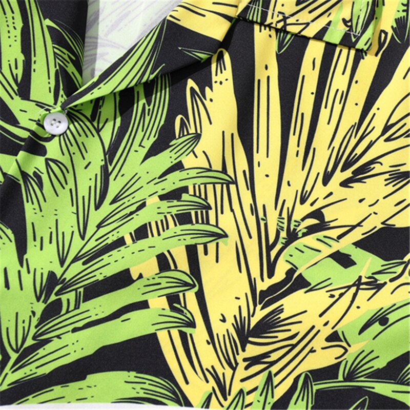Fashion Summer Leaves Print Orange Beach Hawaiian Aloha Shirts Mens Casual Short Sleeve Shirt Camisas Shirts Tops | Vimost Shop.