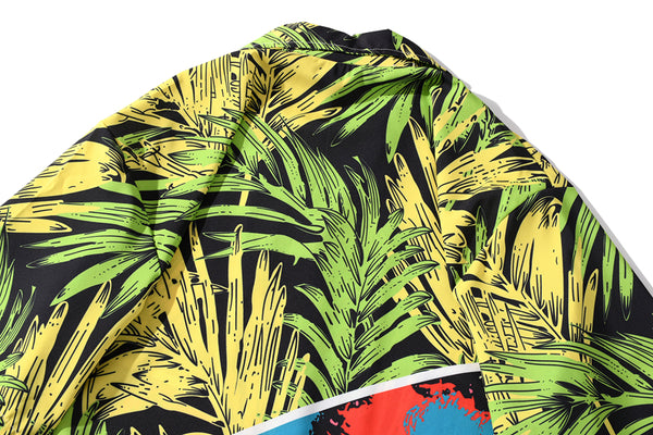 Fashion Summer Leaves Print Orange Beach Hawaiian Aloha Shirts Mens Casual Short Sleeve Shirt Camisas Shirts Tops | Vimost Shop.