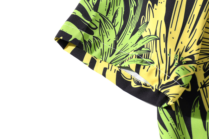 Fashion Summer Leaves Print Orange Beach Hawaiian Aloha Shirts Mens Casual Short Sleeve Shirt Camisas Shirts Tops | Vimost Shop.