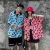 Strawberry Print Harajuku Shirt Mens Hip Hop Streetwear Hawaiian Shirt Fashion Oversized Short Sleeve Korean Red Tops | Vimost Shop.