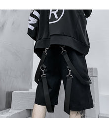 Male Shorts Multi Pocket Summer Loose Ribbons Black Men Short Pant Casual Cotton Hip Hop Streetwear Mens Cargo Shorts | Vimost Shop.