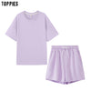 summer tracksuits womens two peices set leisure outfits cotton oversized t-shirts | Vimost Shop.