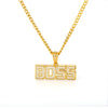 Ice out BOSS Letter Pendants Necklaces set Gold Color Zircon Chain Power Necklace Women Men Hip Hop Punk Jewelry Gifts Wholesale | Vimost Shop.