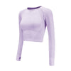 Women Cropped Seamless Long Sleeve Top Sports Wear for Women Gym Yoga Shirt Thumb Hole Fitted Workout Shirts for Women | Vimost Shop.