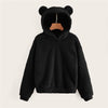 Preppy Lovely With Bears Ears Solid Teddy Hoodie Pullovers Sweatshirt Campus Casual Sweatshirts | Vimost Shop.