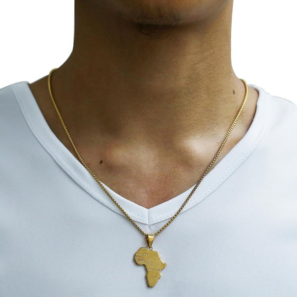 Trendsmax Africa Map Gold Pendant Necklace for Men Women Fashion African Map Pendant Hip Hop Dropshipping Jewelry Ethiopian GP56 | Vimost Shop.
