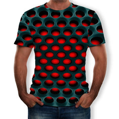 Geometric Circle 3D Printed Top Tees Fashion O--Neck Short Sleeve Casual Loose Men Shirts | Vimost Shop.