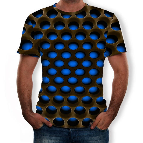 Geometric Circle 3D Printed Top Tees Fashion O--Neck Short Sleeve Casual Loose Men Shirts | Vimost Shop.