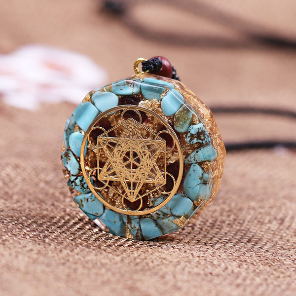 Natural Turquoises Orgonite Pendant Reiki Healing Energy Generator EMF Radiation Protection Necklace Jewelry | Vimost Shop.