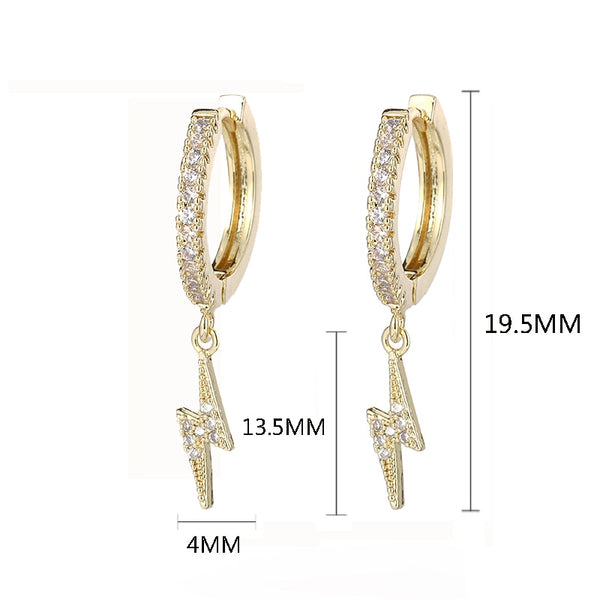 Trendy Full Crystal Dangle Earrings Lightning Bolt Hoop Earrings For Women Cute Korean Jewelry Pendientes Aros | Vimost Shop.