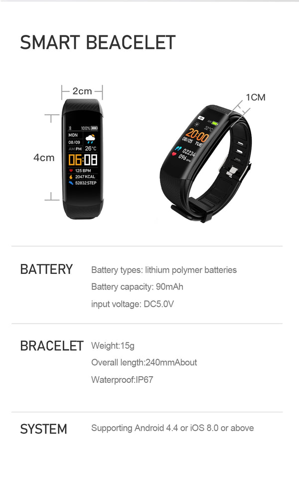 Smart Bracelet Watch Blood Pressure Monitor  Fitness Tracker Bracelet Smart Watch Heart Rate Monitor Smart Band Watch Men Women | Vimost Shop.