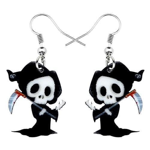 Acrylic Halloween Anime Death Skull Reaper Earrings Drop Dangle Festival Decorations For Lady Girls Teens  Charm Gift | Vimost Shop.