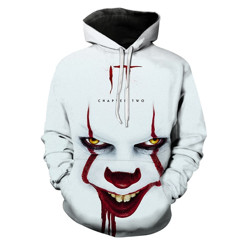 Horror Movie IT Clown 3D Print Hoodie Funny Pullover joker sweatshirt Hip Hop Sudadera hombre coat winter jacket men harajuku | Vimost Shop.