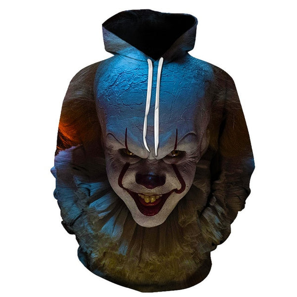 Horror Movie IT Clown 3D Print Hoodie Funny Pullover joker sweatshirt Hip Hop Sudadera hombre coat winter jacket men harajuku | Vimost Shop.