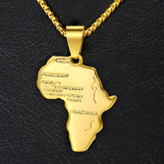 Trendsmax Africa Map Gold Pendant Necklace for Men Women Fashion African Map Pendant Hip Hop Dropshipping Jewelry Ethiopian GP56 | Vimost Shop.