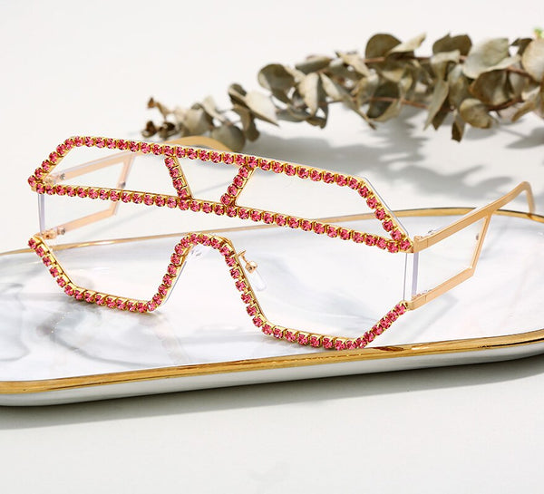 Luxury 10 Color One Piece Lens Rhinestone Sunglasses Women Oversized Square Sun Glasses Brand Designer Men Sun Glasses UV400 | Vimost Shop.